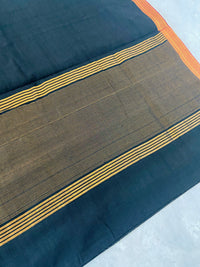 Thumbnail for Mangalgiri Handwoven Cotton Saree | Black | Ships from California