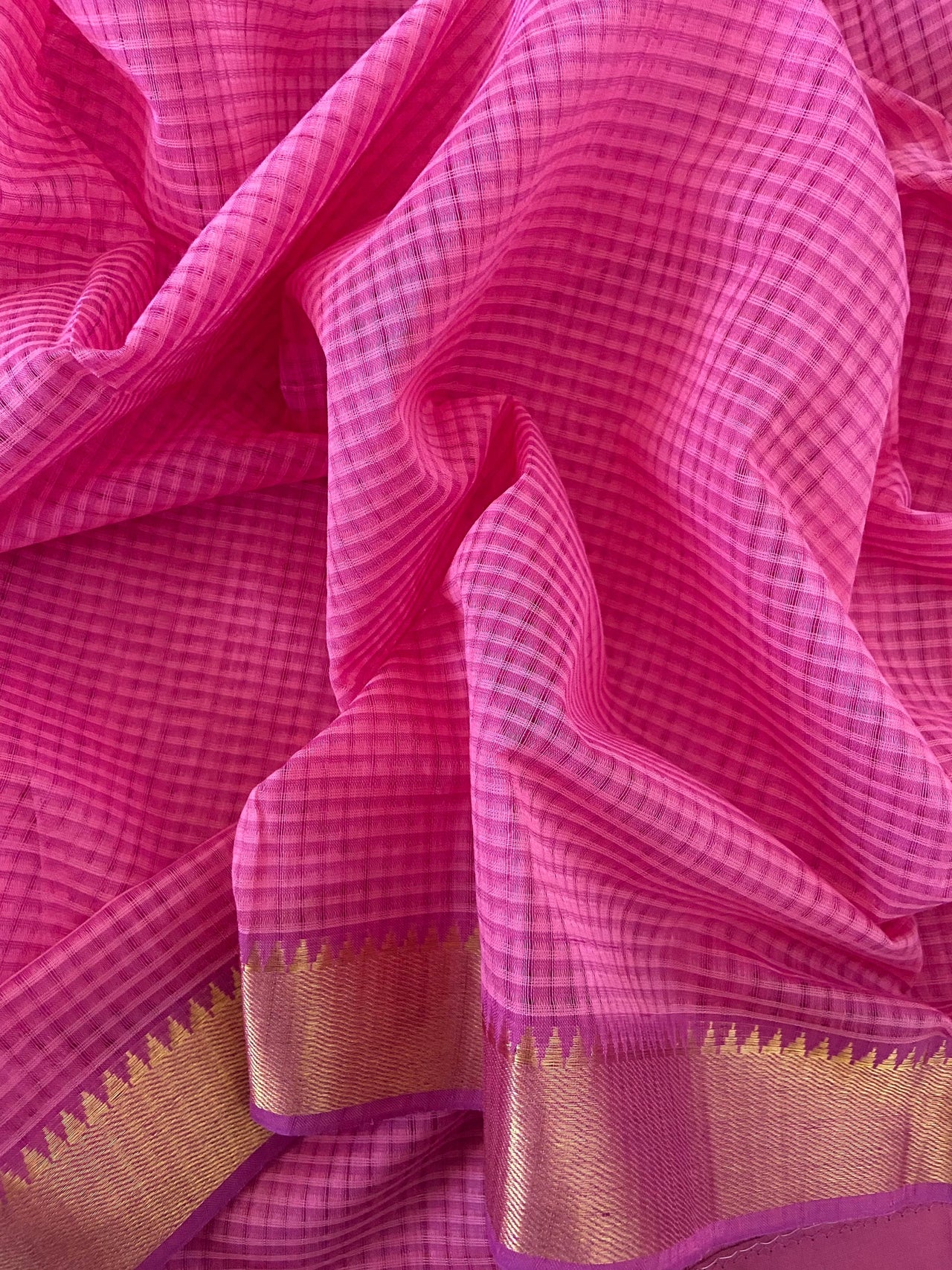 Mangalgiri Handwoven Cotton Saree | Pink | Ships from California