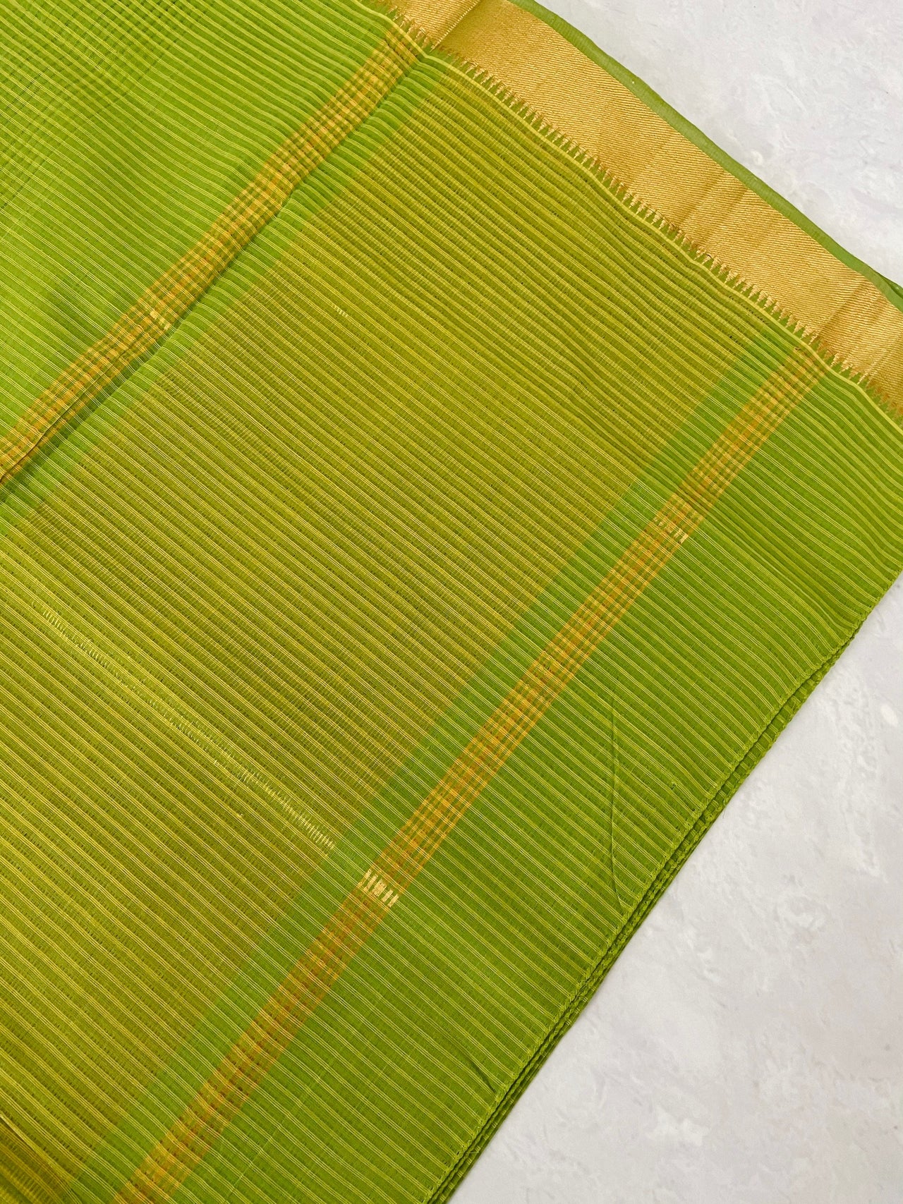 Mangalgiri Handwoven Cotton Saree | Green | Ships from California