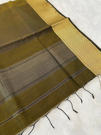 Thumbnail for Maheshwari Cotton Silk Saree | Handloom Mark | Black & Gold | Ships from California