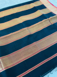 Thumbnail for Maheshwari Cotton Silk Saree | Handloom Mark | Black & Red | Ships from California
