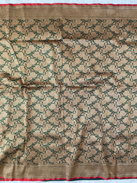 Thumbnail for Banarasi Katan Pure Silk Saree | Handwoven | shade of Emerald Green with Antique Zari | Ships from California