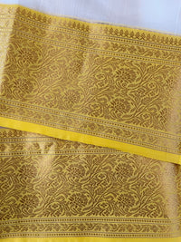Thumbnail for Chanderi Silk saree | Off white with Yellow & Gold Border | Handwoven | Ships from California