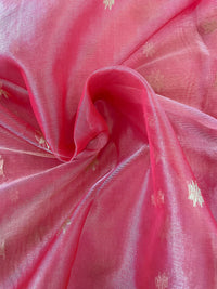 Thumbnail for Chanderi Tissue Silk saree | Light Brick Red & Pink (Cross Shade) | Handwoven | Ships from California