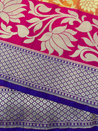 Thumbnail for Banarasi Katan Pure Silk Saree | Pink-Orange | Skirt Border | Handwoven | Ships from California