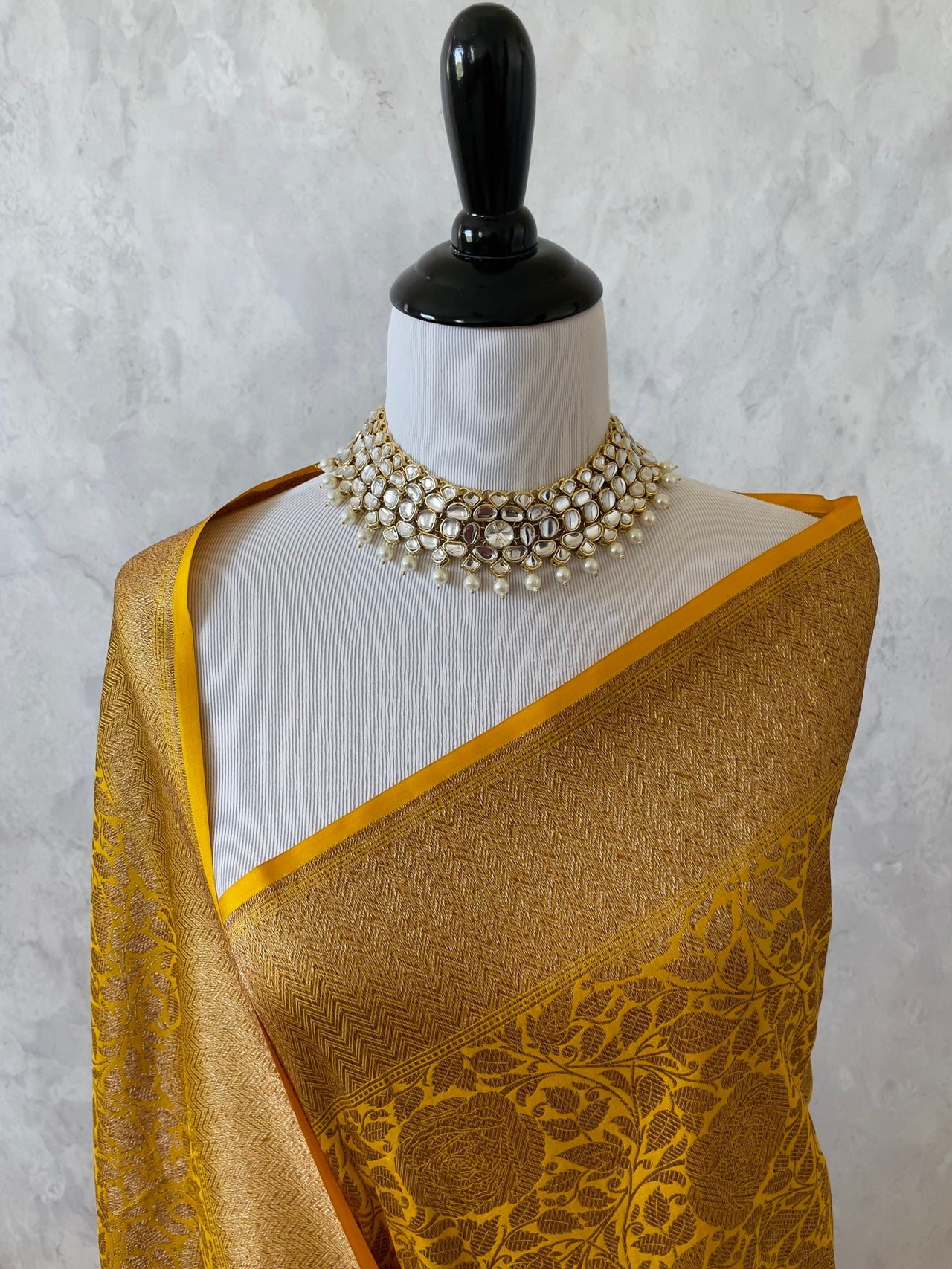 Banarasi Katan Silk Saree | Yellow | Antique Zari | Handwoven | Silk Mark Certified | Ships from California