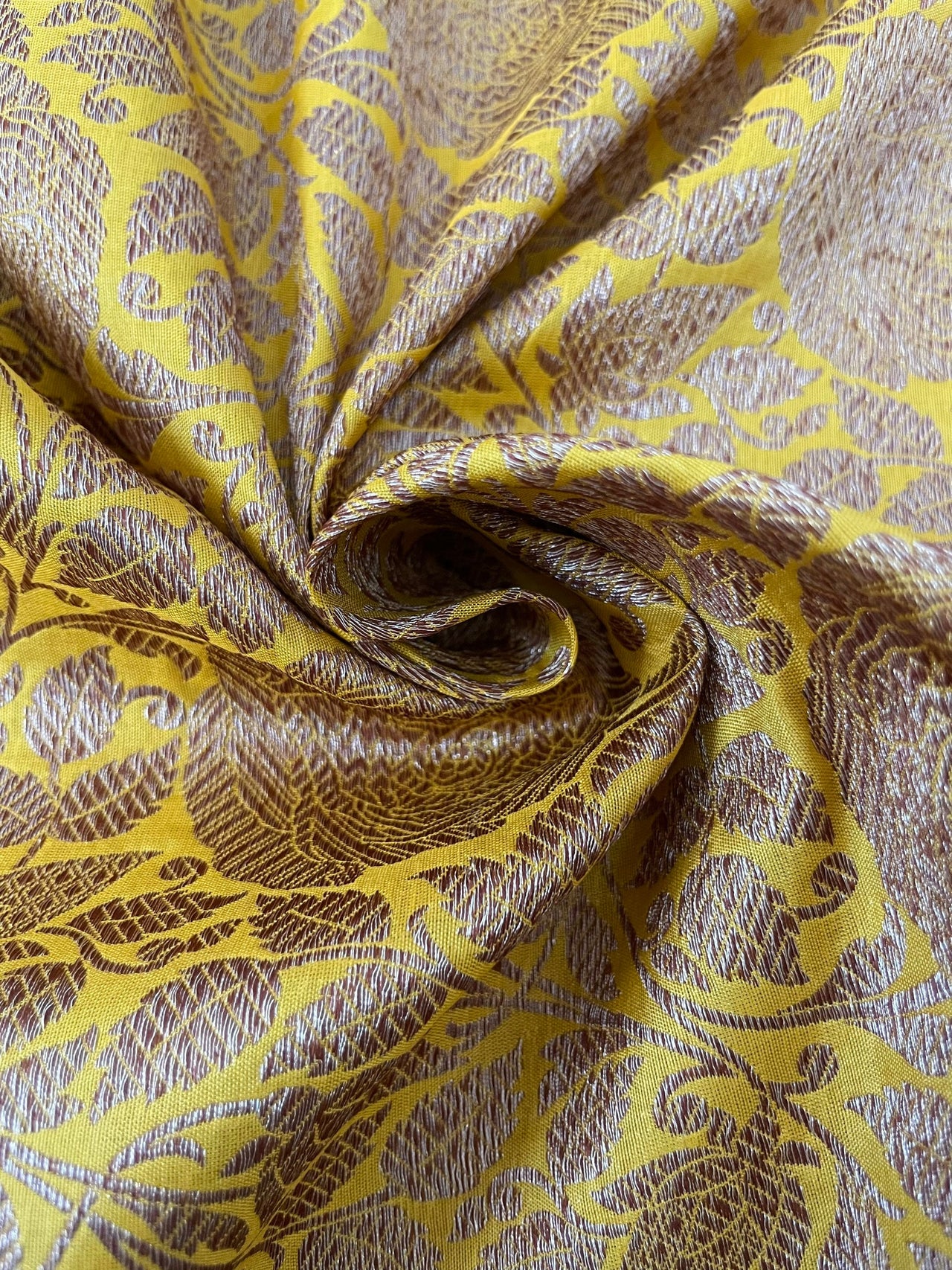 Banarasi Katan Silk Saree | Yellow | Antique Zari | Handwoven | Silk Mark Certified | Ships from California
