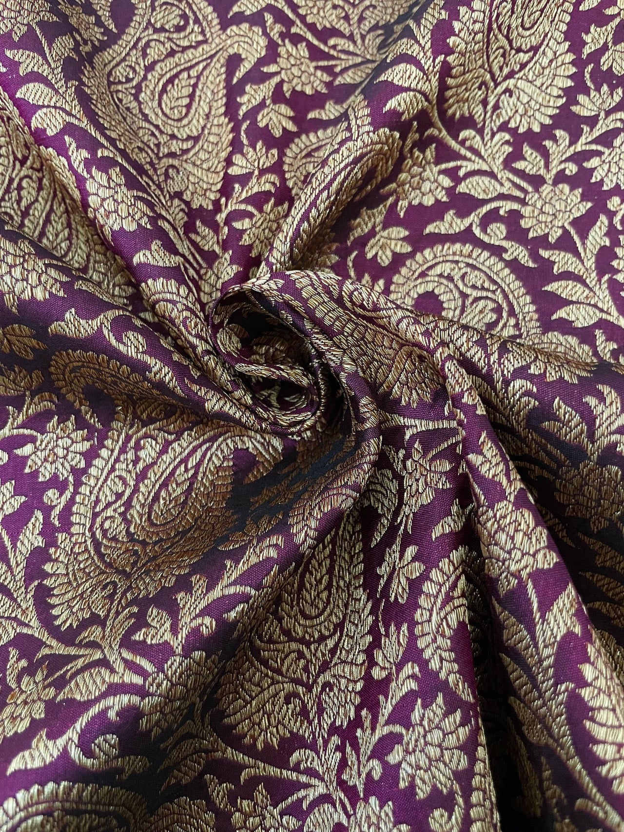 Banarasi Katan Silk Saree | Deep Plum | Antique Zari | Handwoven | Silk Mark Certified | Ships from California