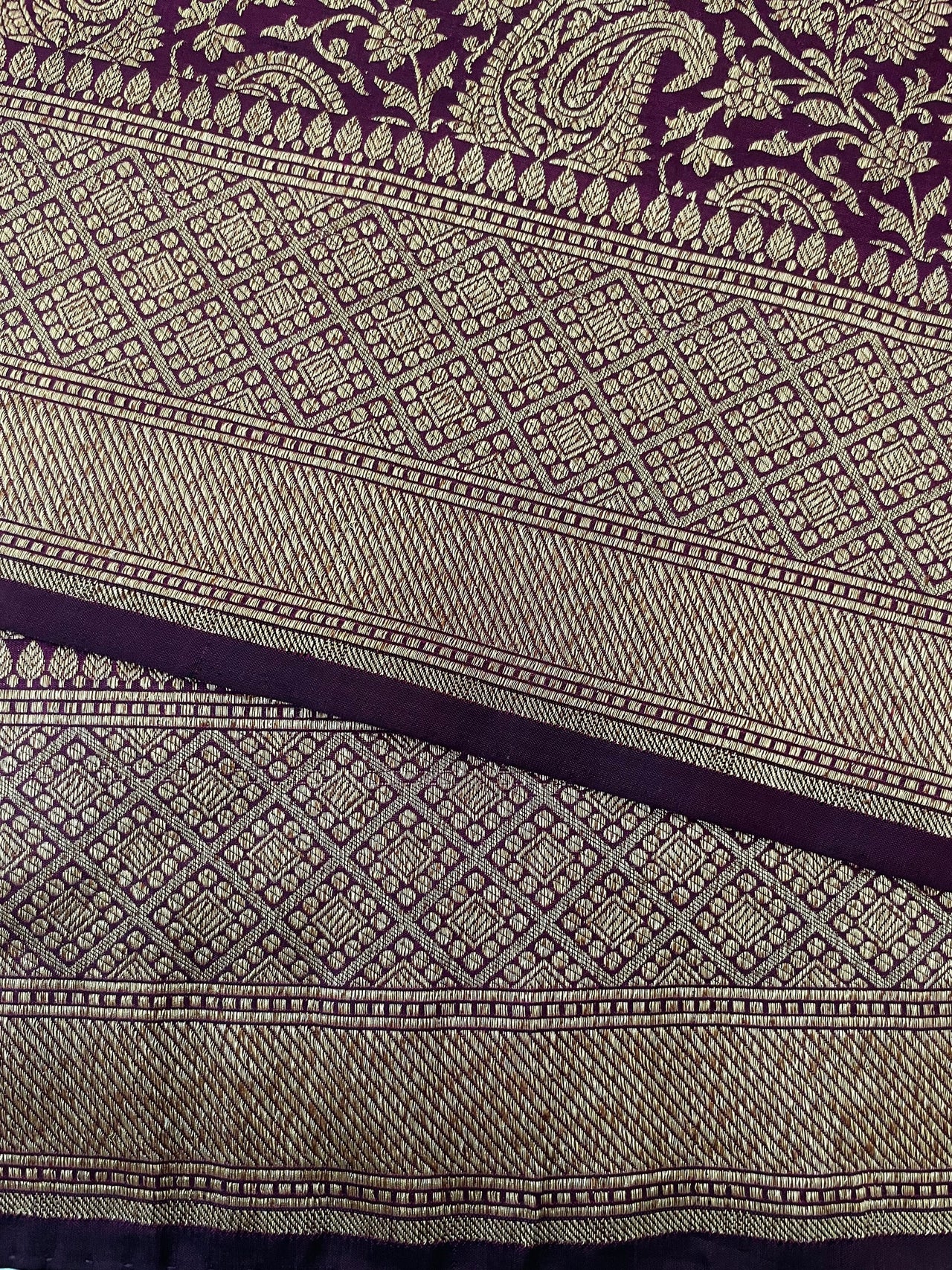 Banarasi Katan Silk Saree | Deep Plum | Antique Zari | Handwoven | Silk Mark Certified | Ships from California