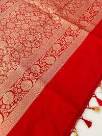 Thumbnail for Banarasi Katan Silk Saree | Red | Handwoven | Silk Mark Certified | Ships from California