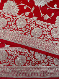 Thumbnail for Banarasi Katan Silk Saree | Red | Handwoven | Silk Mark Certified | Ships from California