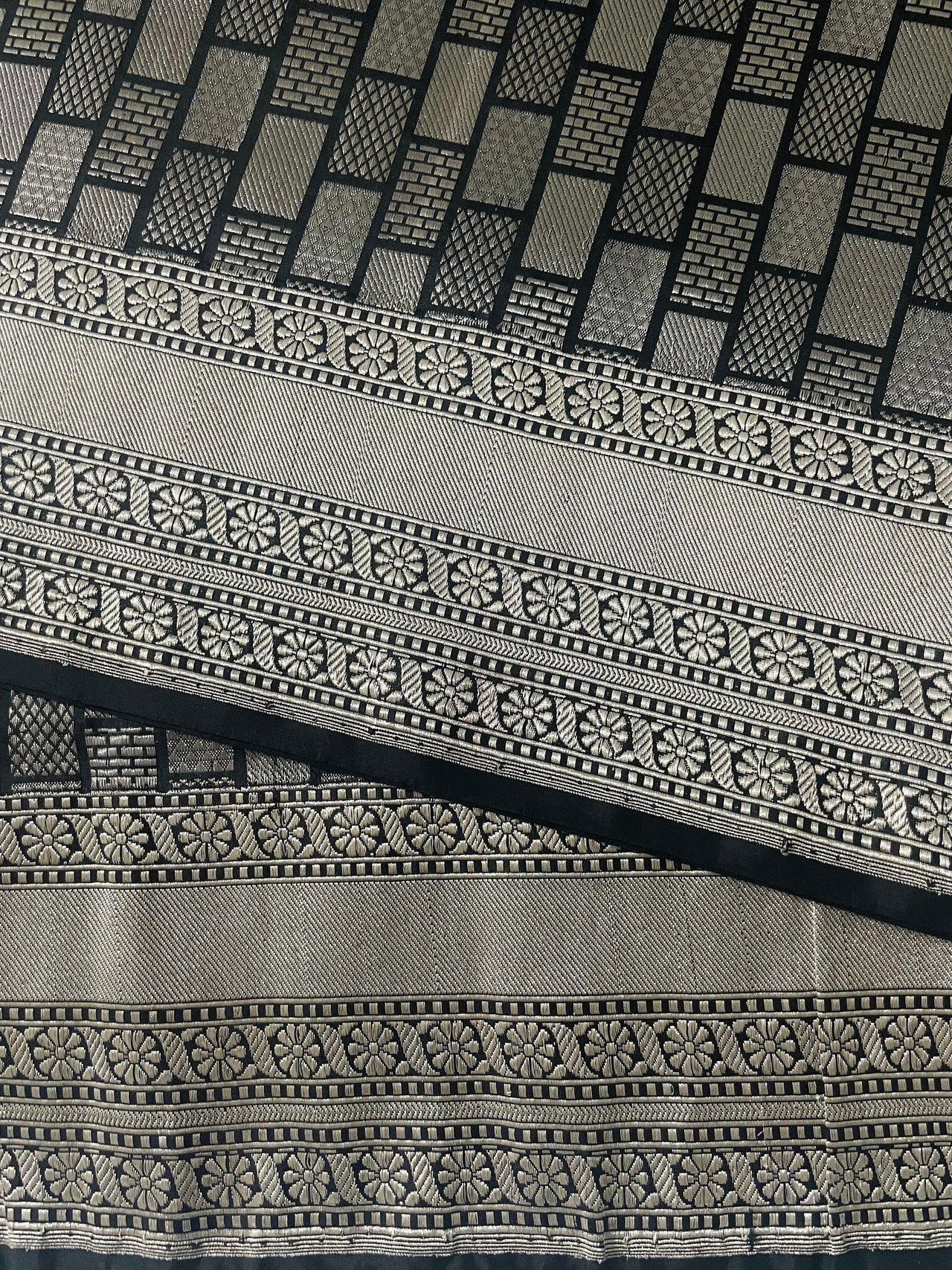 Banarasi Katan Silk Saree | Black & Silver |  Silver Zari | Handwoven |  Silk Mark Certified | Ships from California