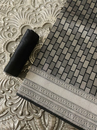 Thumbnail for Banarasi Katan Silk Saree | Black & Silver |  Silver Zari | Handwoven |  Silk Mark Certified | Ships from California