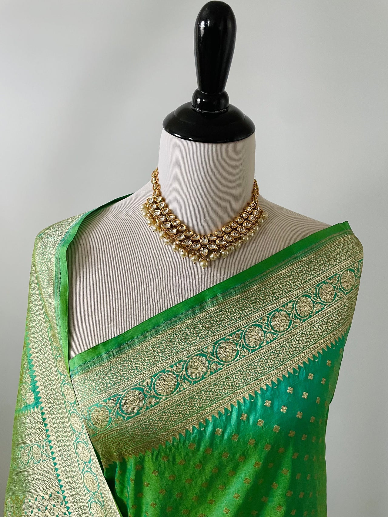 Banarasi Katan Uppada Silk Saree | Green and Yellow Dual Tone | Gold Zari | Handwoven |  Silk Mark Certified | Ships from California