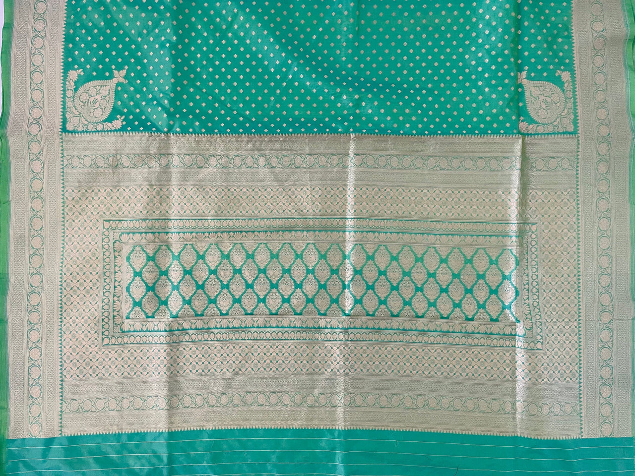Banarasi Katan Uppada Silk Saree | Green and Yellow Dual Tone | Gold Zari | Handwoven |  Silk Mark Certified | Ships from California