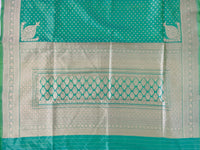 Thumbnail for Banarasi Katan Uppada Silk Saree | Green and Yellow Dual Tone | Gold Zari | Handwoven |  Silk Mark Certified | Ships from California