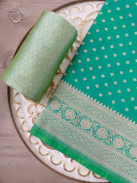 Thumbnail for Banarasi Katan Uppada Silk Saree | Green and Yellow Dual Tone | Gold Zari | Handwoven |  Silk Mark Certified | Ships from California