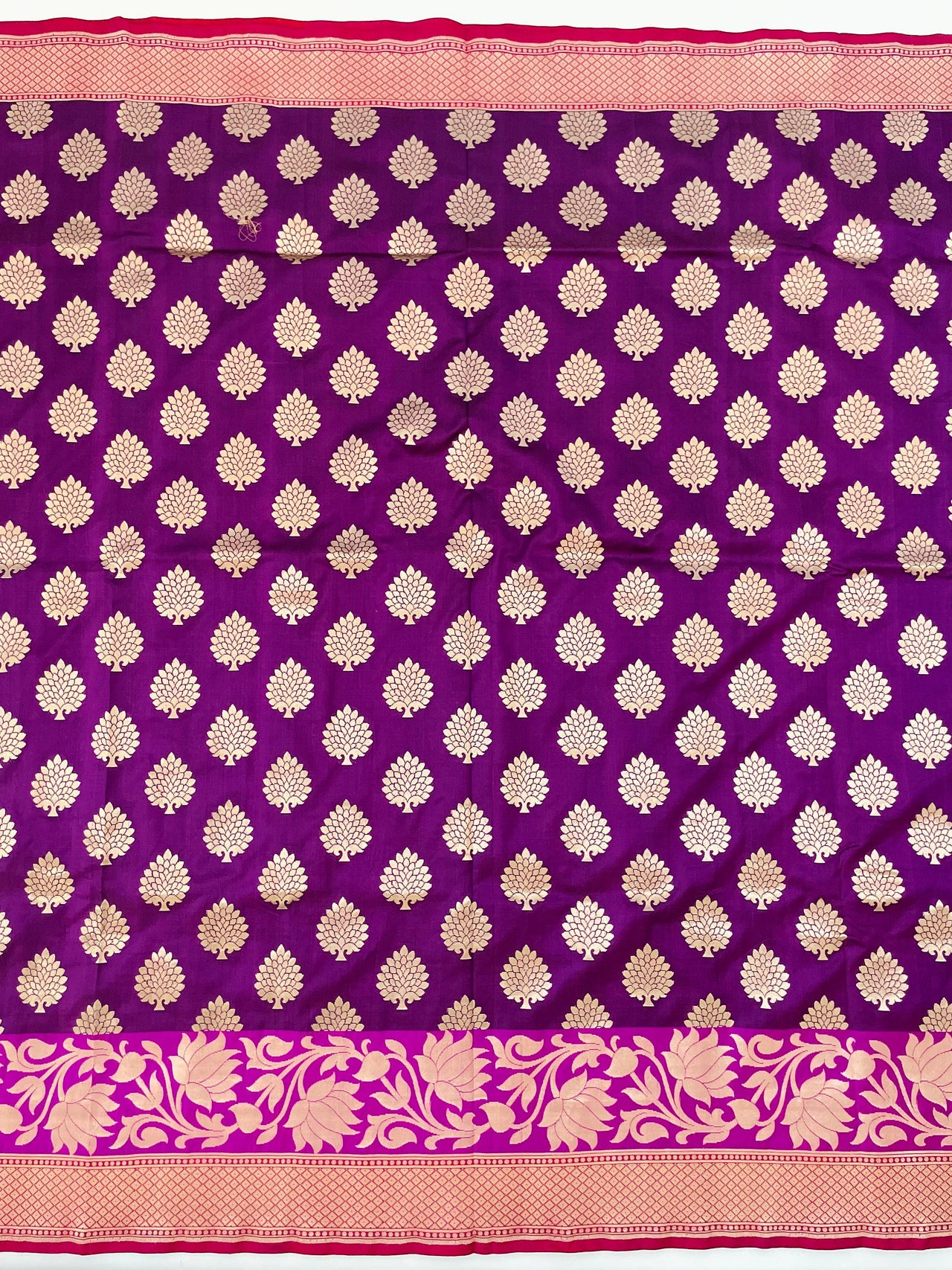 Banarasi Katan Pure Silk Saree | Purple | Skirt Border | Handwoven | Ships from California