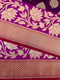 Thumbnail for Banarasi Katan Pure Silk Saree | Purple | Skirt Border | Handwoven | Ships from California