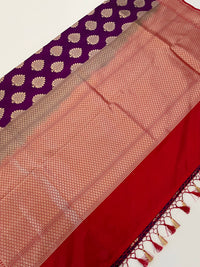 Thumbnail for Banarasi Katan Pure Silk Saree | Purple | Skirt Border | Handwoven | Ships from California