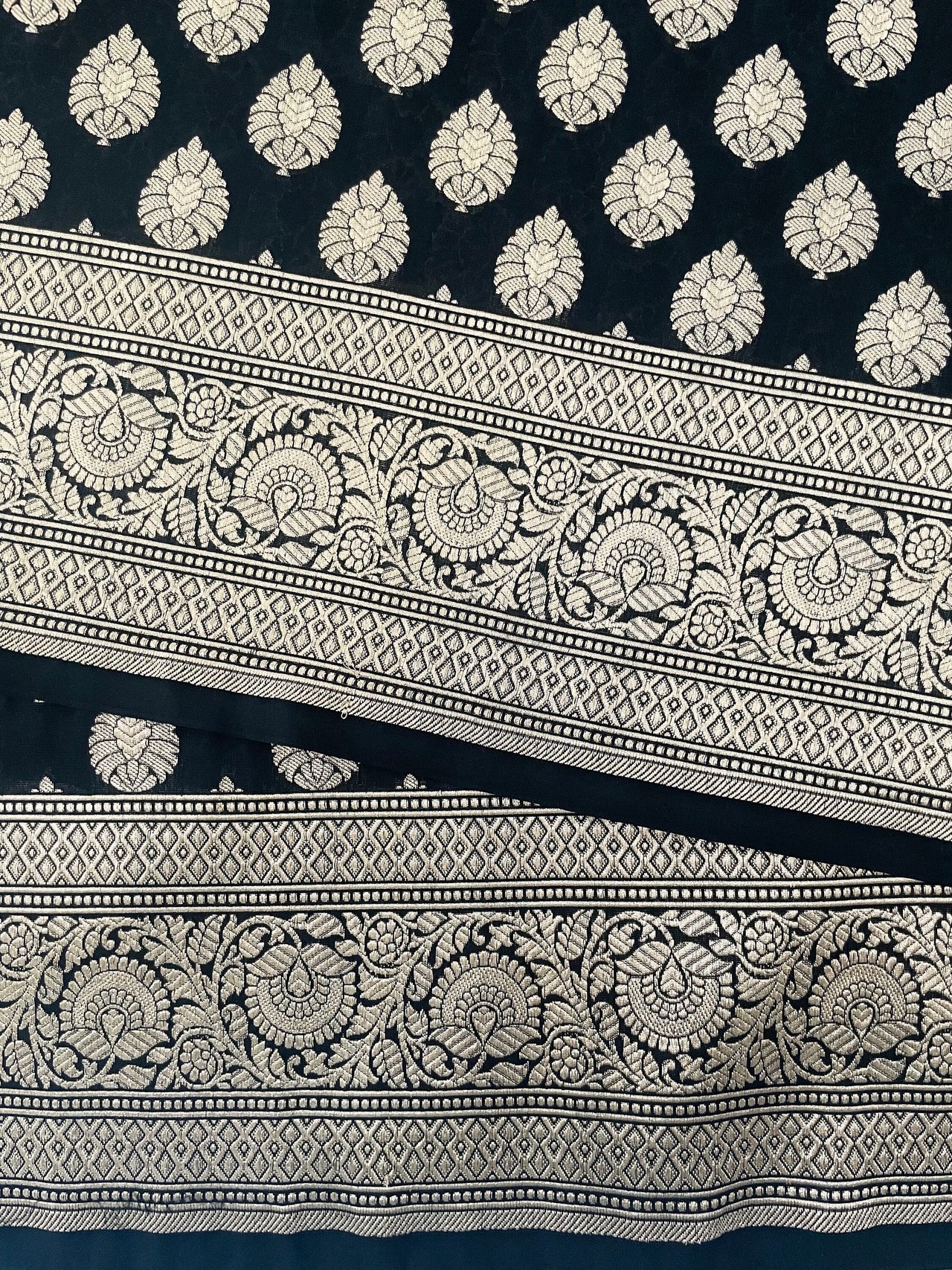 Banarasi Katan Uppada Pure Silk Saree | Black | Gold Zari | Handwoven |  Silk Mark Certified | Ships from California