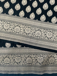 Thumbnail for Banarasi Katan Uppada Pure Silk Saree | Black | Gold Zari | Handwoven |  Silk Mark Certified | Ships from California