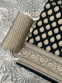 Thumbnail for Banarasi Katan Uppada Pure Silk Saree | Black | Gold Zari | Handwoven |  Silk Mark Certified | Ships from California