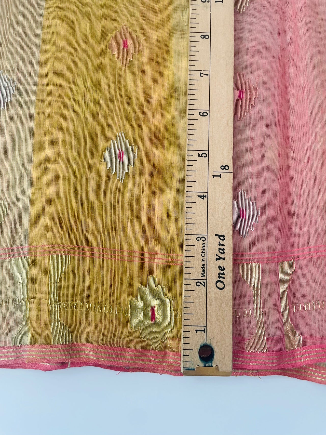 Authentic Dhakai Jamdani Muslin Saree from Bangladesh | Handwoven | Multi- Color | Gold Zari | Ships from California