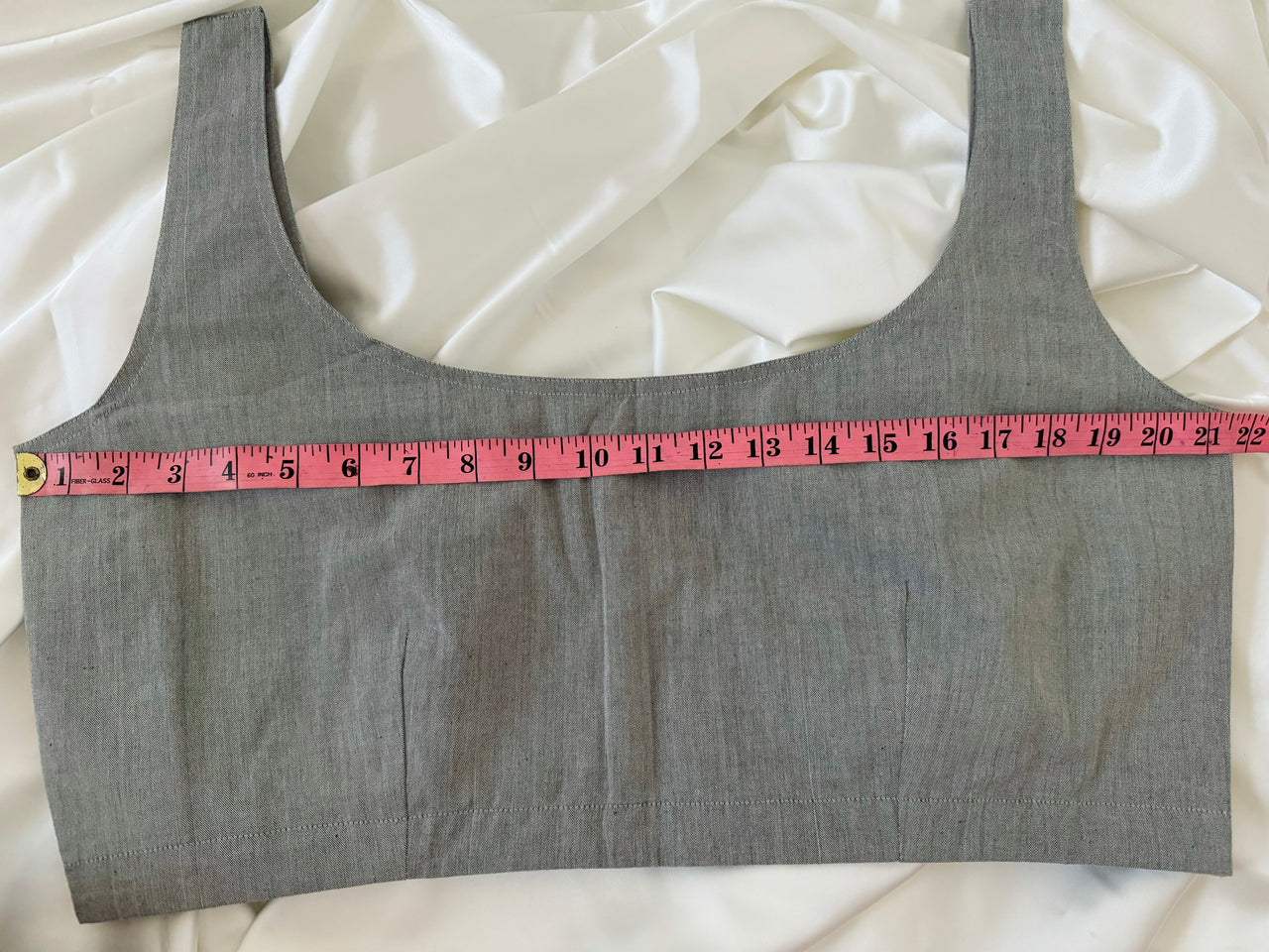 Ready To Wear Saree Blouse | Handwoven Cotton | 40” ~ 41” Bust Size | Gray | Scoop Neck | Free Shipping | Ships from California