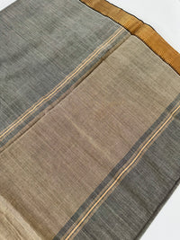 Thumbnail for Handwoven Mangalgiri Cotton Saree | Gray | Gold Zari | Handwoven | Ships from California