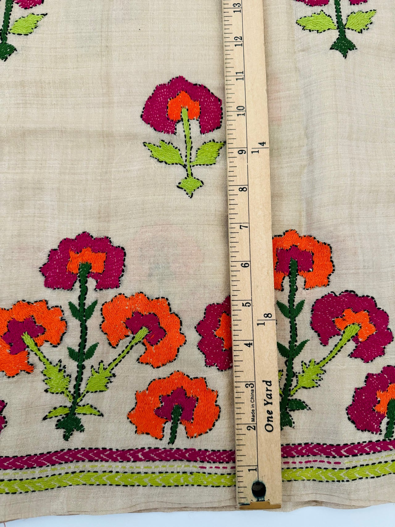 Kantha Stitch Pure Tussar Silk Saree | Natural Tussar | Hand Embroidery | Ships from California