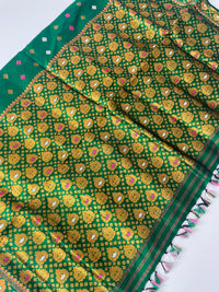 Thumbnail for Assam Pat Mulberry Silk Saree | Green | Gold Zari | Handwoven | Silk Mark Certified | Ships from California