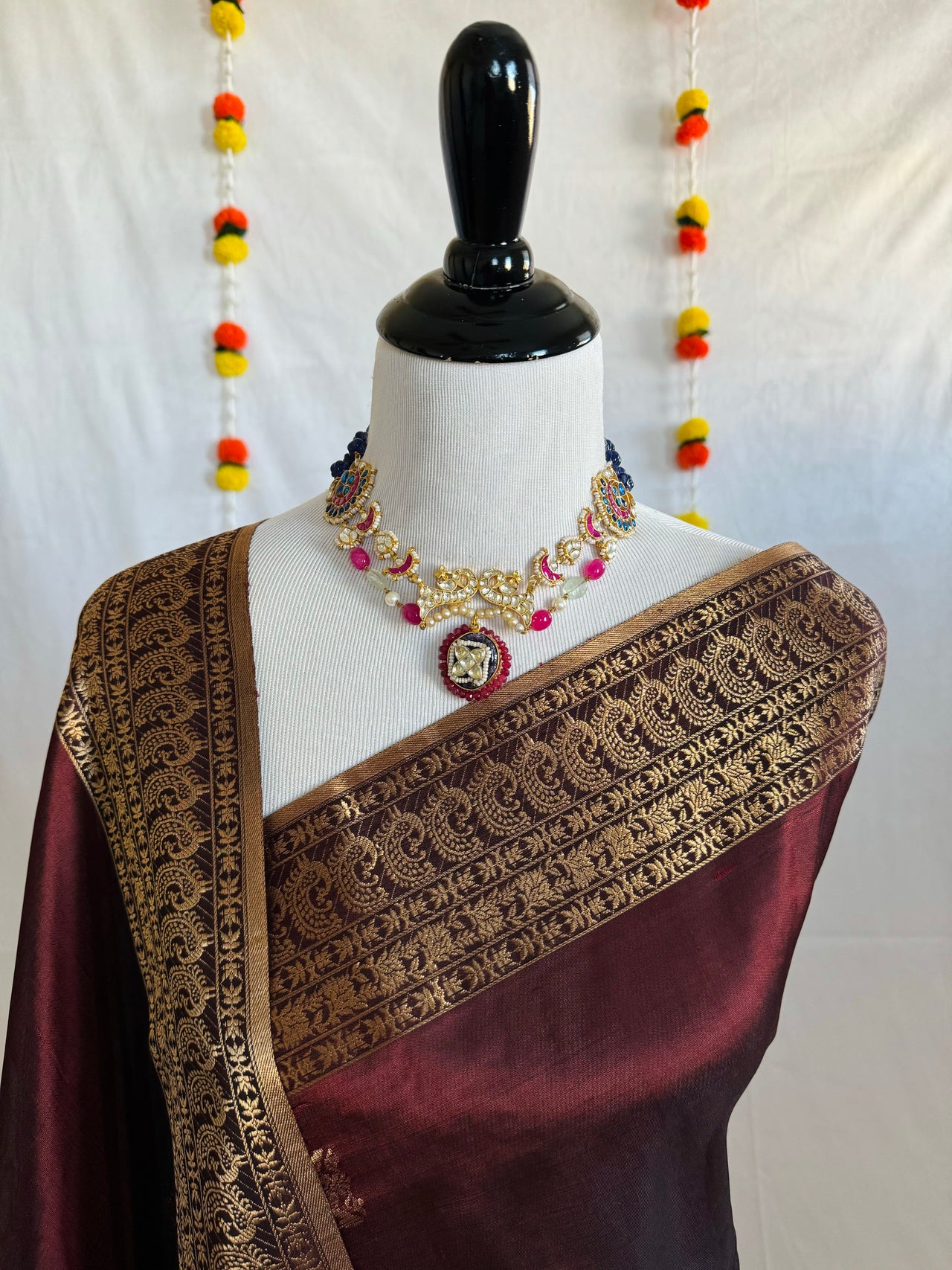 ShopNaya Exclusive | Pure Mulberry Silk Saree | Maroon | Light Weight | Gold Zari | Handwoven | Ships from California | Anamniya