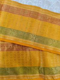 Thumbnail for Exclusive Tribal Art Kanchivaram Korvai Pure Silk Pure Zari Silk Saree | Warli Inspired | Off-White | Handwoven | Ships from California