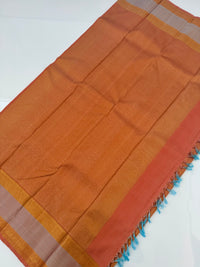 Thumbnail for Exclusive Kanchivaram Pure Silk Pure Zari Brocade Saree | 1000 Buttas | Light Rust Orange | Gold Zari | Handwoven | Ships from California