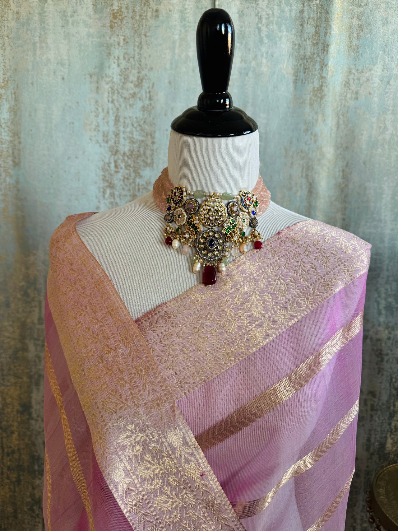 ShopNaya Exclusive | Handwoven | Silk Organza | Pink | Gold Zari | Ships from California