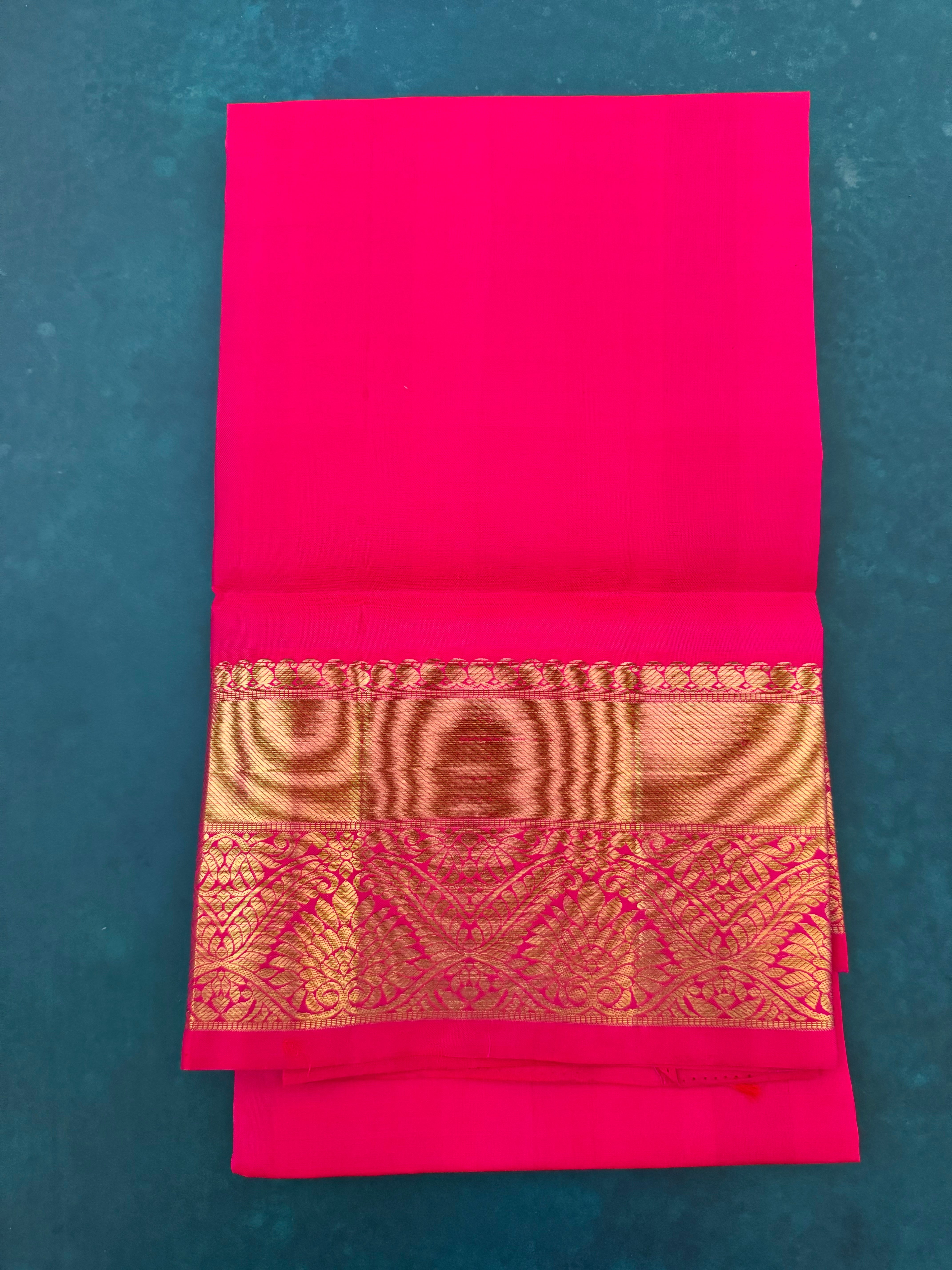 Kanchivaram Pure Silk Pure Zari Brocade Saree | Pink | Gold Zari | Handwoven | Ships from California