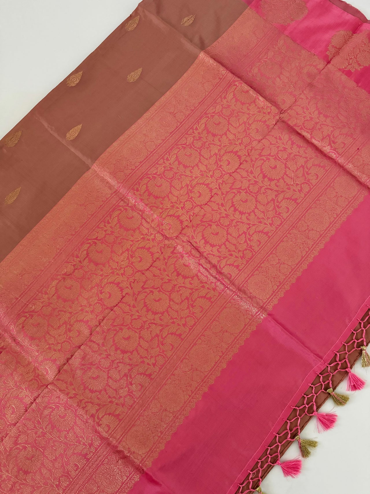 Banarasi Katan Pure Silk Saree | Pale Dusty Rose | Gold Zari | Handwoven | Silk Mark Certified | Ships from California