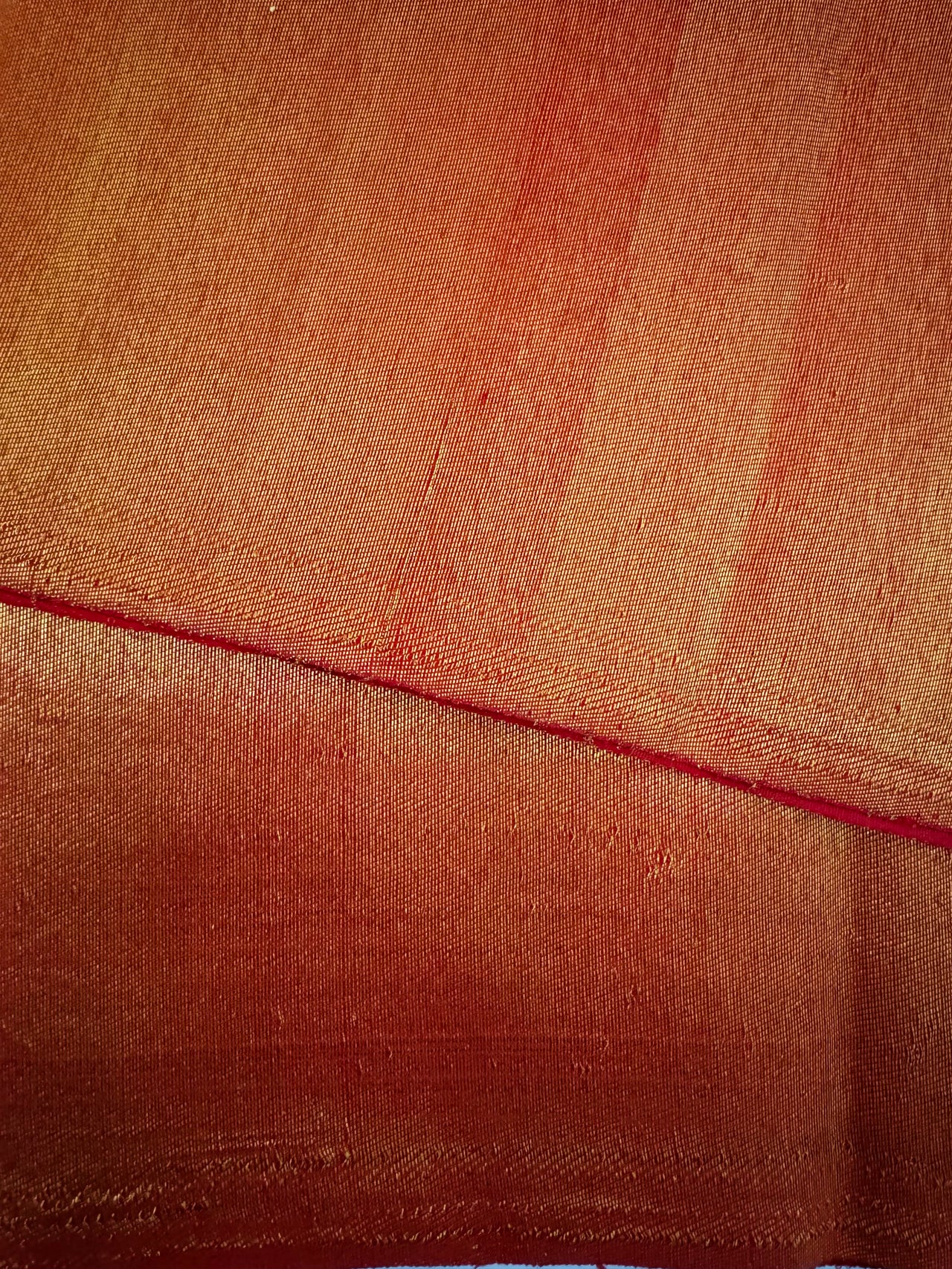 Borderless Metallic Red Kanchipuram/Kanchivaram Pure Silk Saree | Gold Zari | Handwoven | Ships from California