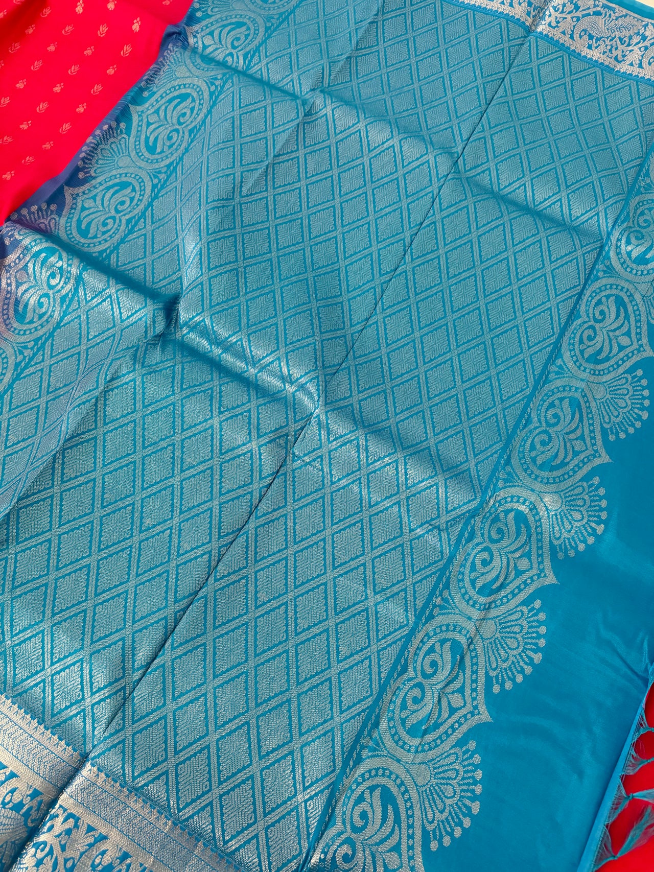 Kanchipuram pure silk saree | Silver Zari | Pink | Handwoven | Ships from California