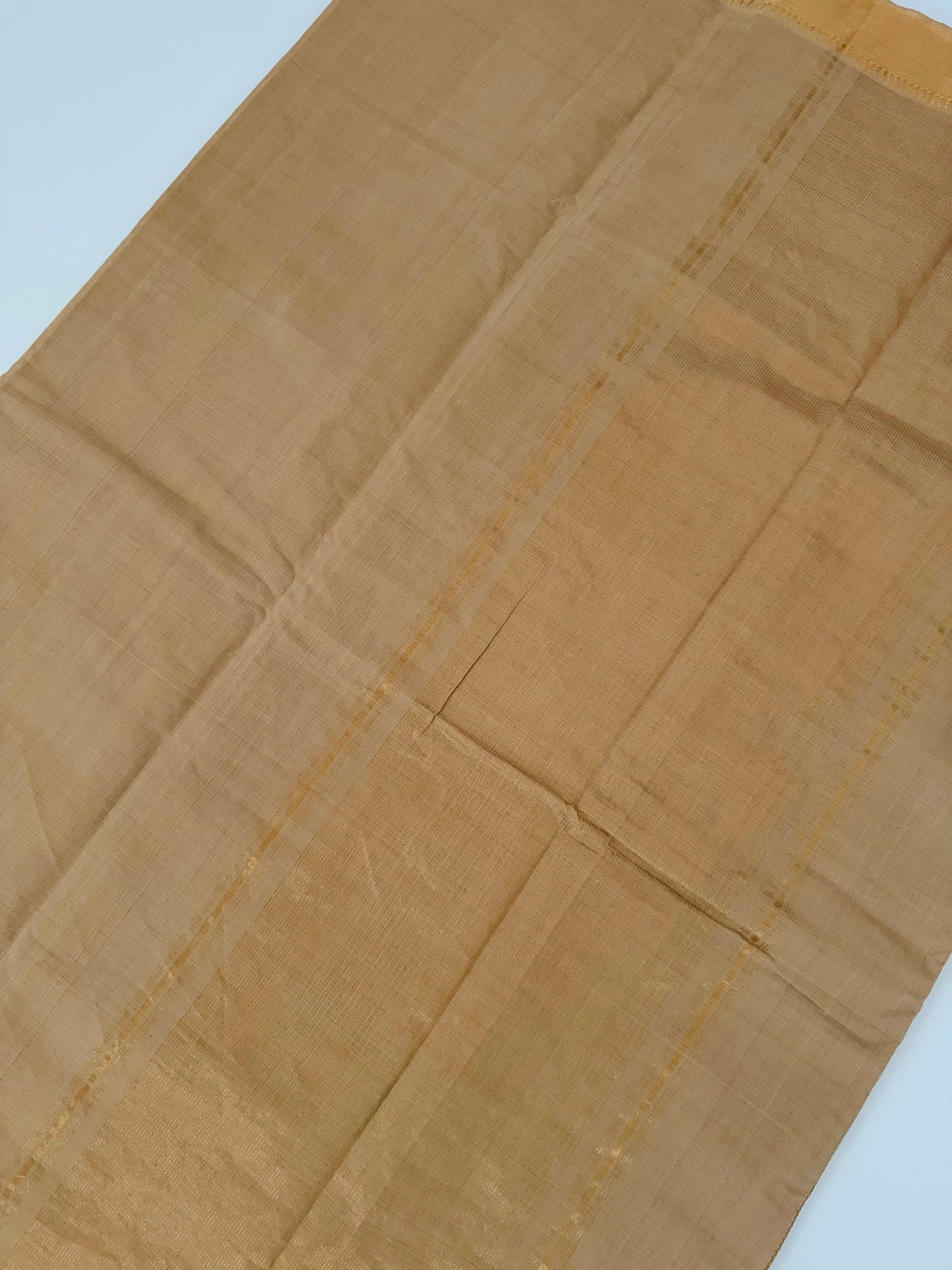 Handwoven Mangalgiri Cotton Saree | Beige | Gold Zari | Handwoven | Ships from California