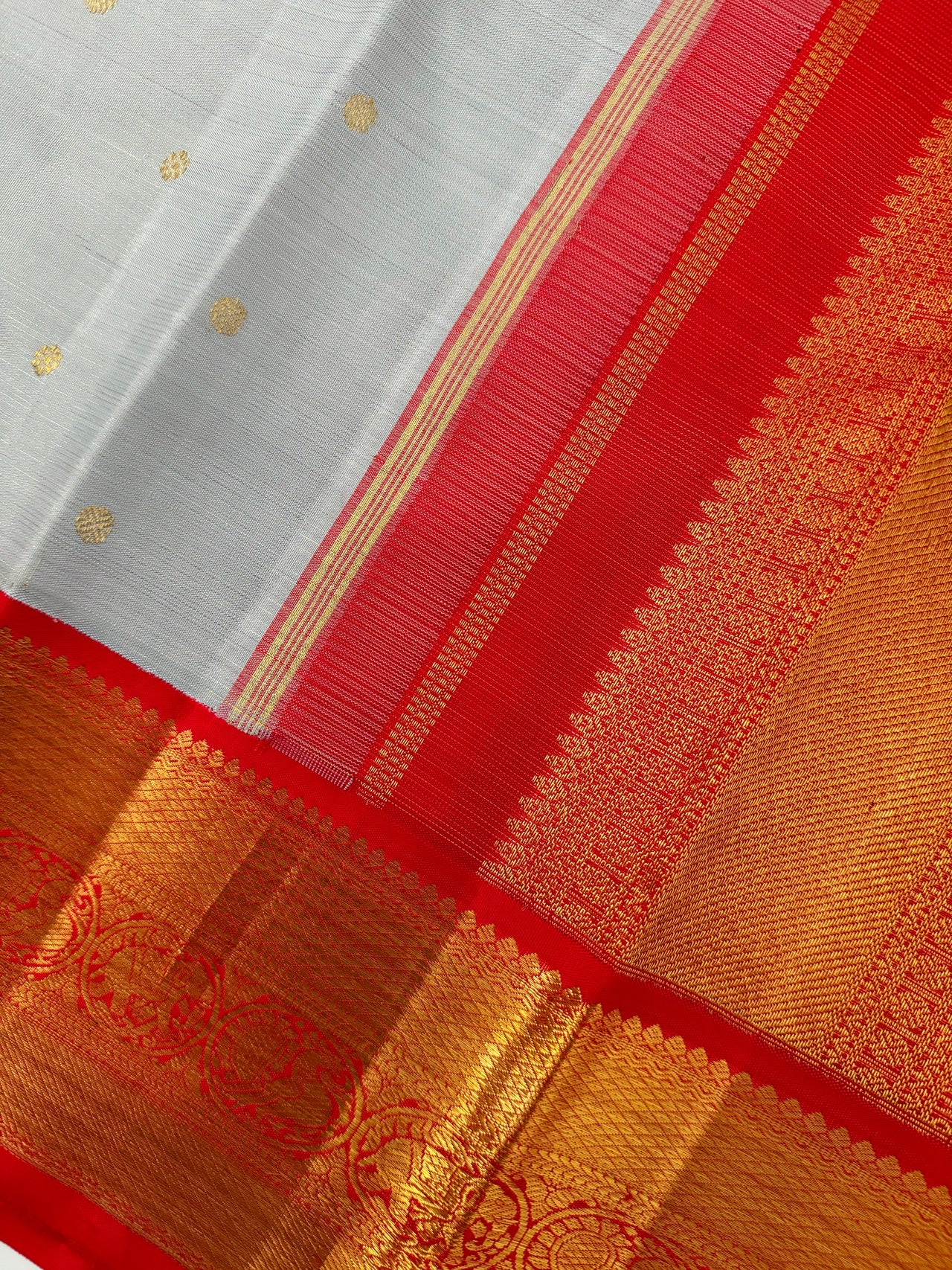 Exclusive Kanchivaram Korvai Pure Silk Pure Zari Silk Saree | Light Steel Blue | Gold Zari | Handwoven | Ships from California