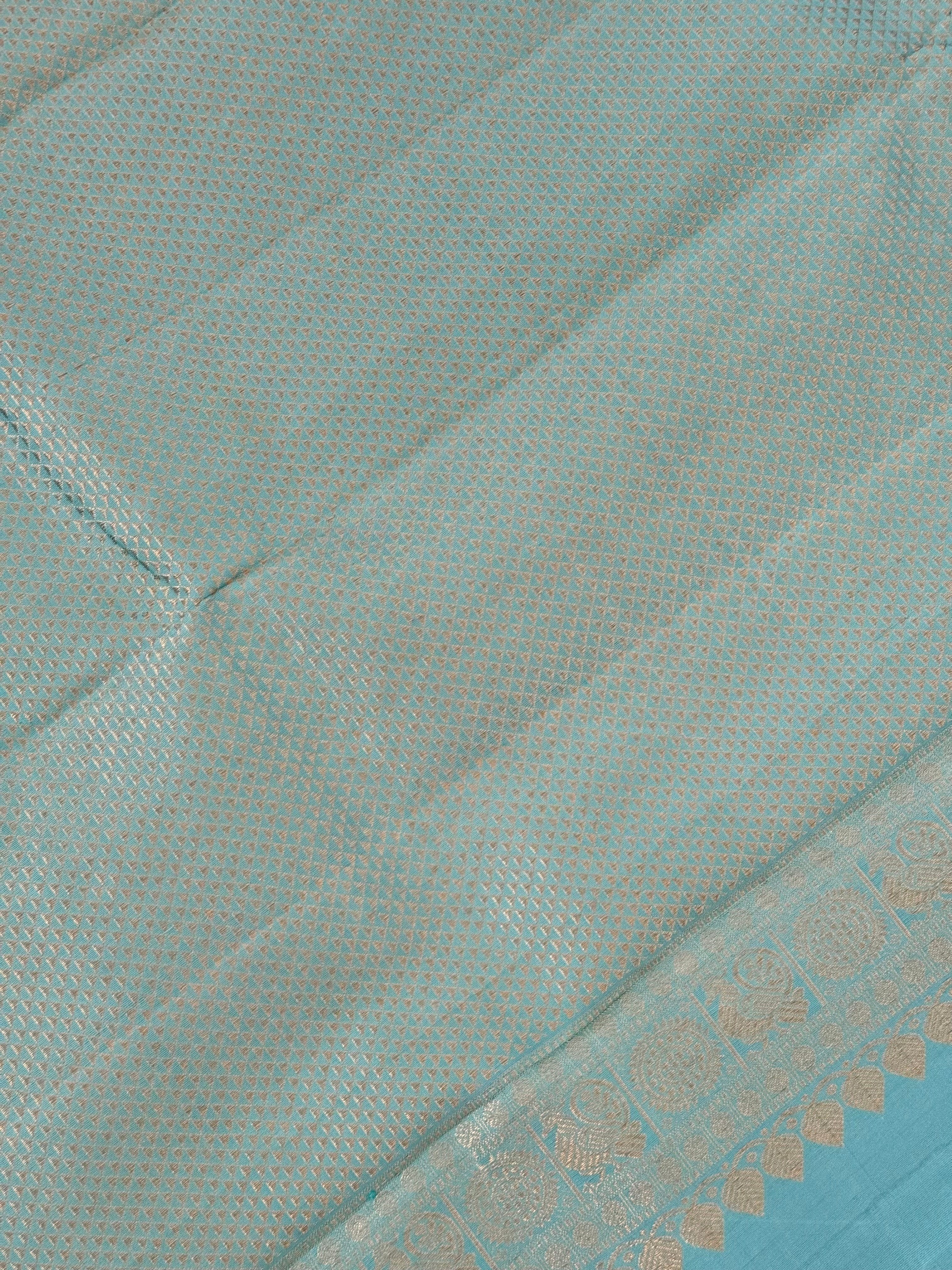 Borderless Kanchivaram Korvai Pure Silk Pure Zari Silk Saree | Maroon & Turquoise | Gold Zari | Handwoven | Ships from California