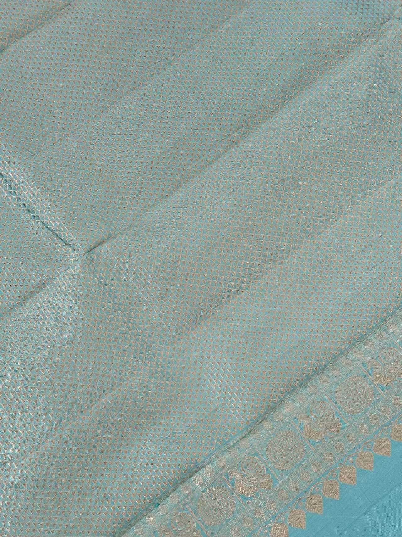 Borderless Kanchivaram Korvai Pure Silk Pure Zari Silk Saree | Maroon & Turquoise | Gold Zari | Handwoven | Ships from California