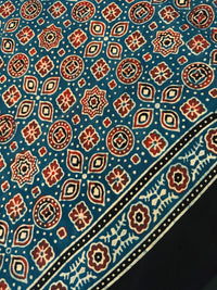 Thumbnail for Ajrakh hand block printed modal silk saree | Blue | Ships from California