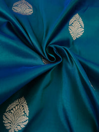 Thumbnail for Banarasi Katan Pure Silk Saree | Peacock Blue Green & Pink| Gold Zari | Handwoven | Ships from California