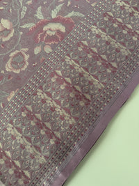 Thumbnail for Satin Silk Saree from Banaras| Tanchoi weave | Mauve/Light Purple | Handwoven | No Zari | Silk Mark Certified | Ships from California