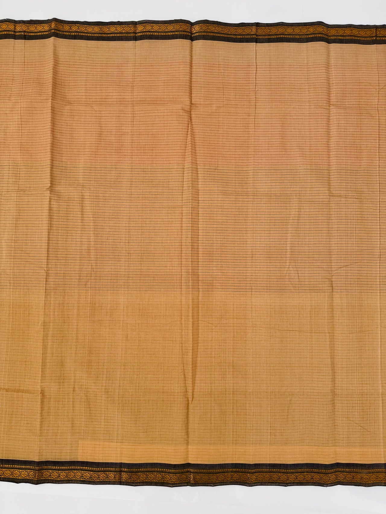 Handwoven Mangalgiri Cotton Saree | Beige | Horizontal Lines | Gold Zari | Handwoven | Ships from California