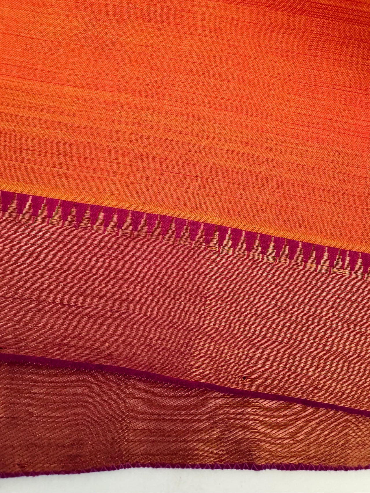 Handwoven Mangalgiri Cotton Saree | Orange Pink Shot Color | Gold Zari | Handwoven | Ships from California