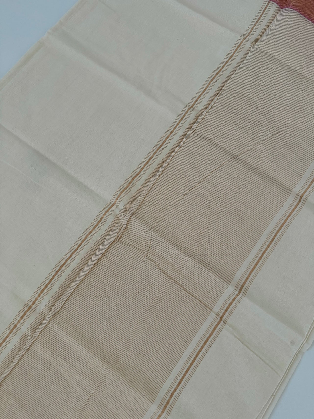 Handwoven Mangalgiri Cotton Saree | White | Gold Zari | Handwoven | Ships from California